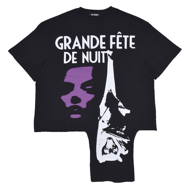 【※MIYAVIさん着用】【RAF SIMONS】Oversized T-shirt cut out Grand Fete de Nuit(BLACK)