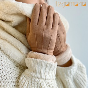 装着したまま操作可能 スマホ対応 あったか 防寒 ファー やわらかい ふわふわ シンプル 手袋 5colors
