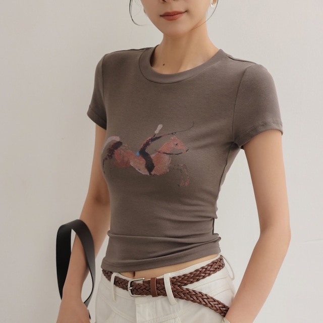 グラフィックプリント 半袖 クロップドTシャツ　1col　H11291
