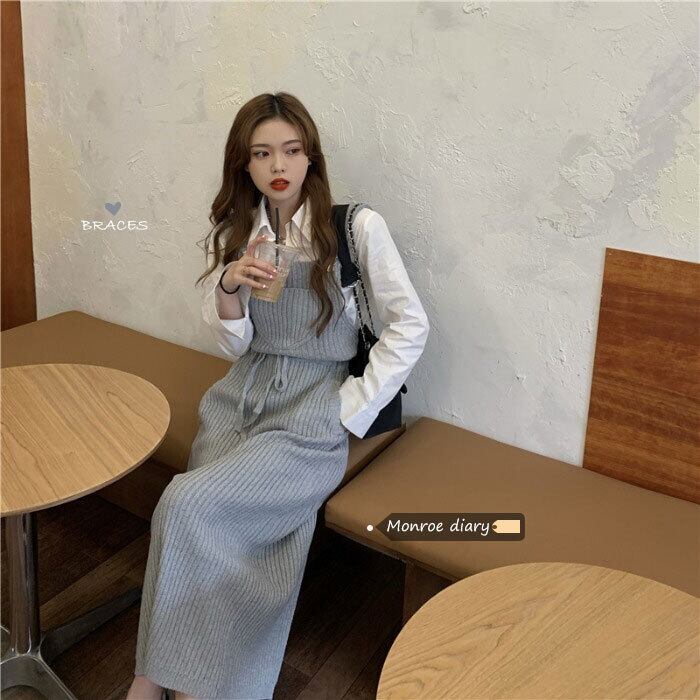 ニットドレス スカート オータムウィンターウェストセーター ロング 秋物 冬物 モンロー30290256177