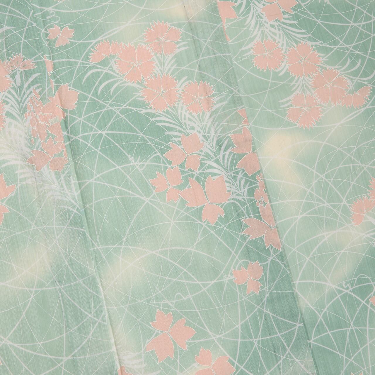 日本橋堀井 ススキに秋草の模様 綿麻浴衣【未着用品】 | かわの屋