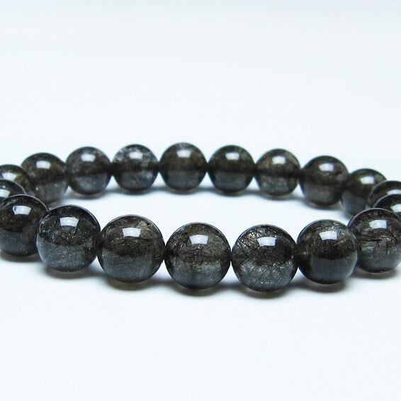 ブラックルチルクォーツ ブレスレット 11mm ブラックトルマリン トルマリネイテッドクォーツ 一点物 メール便可 [M便 1/10] 111-47127