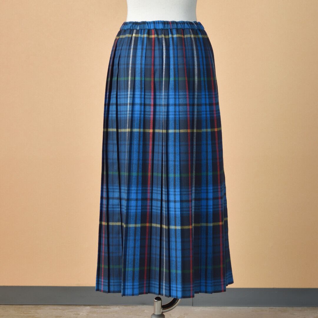 LinenYa リネンや プリーツスカート・ブルー 温かみの有る起毛が施されたプリーツスカート