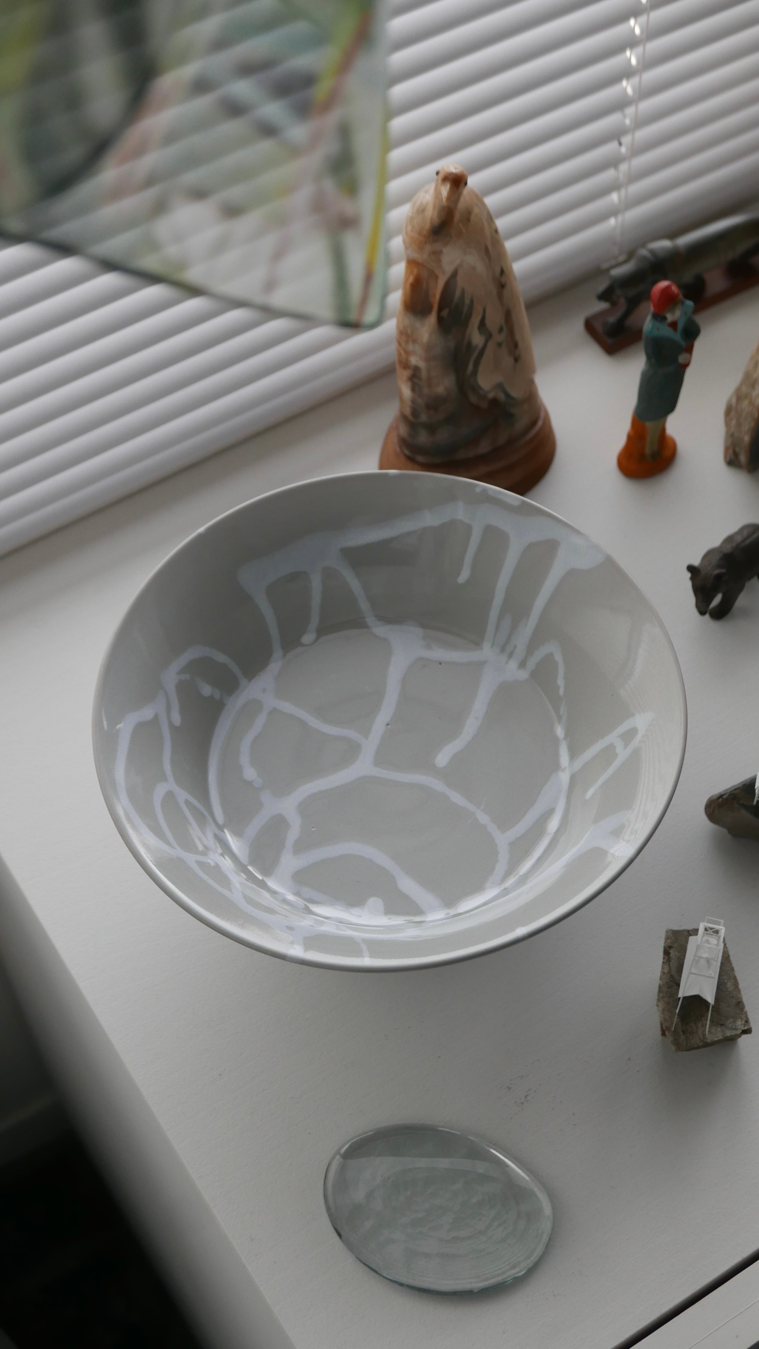 pottery compote , cementgray