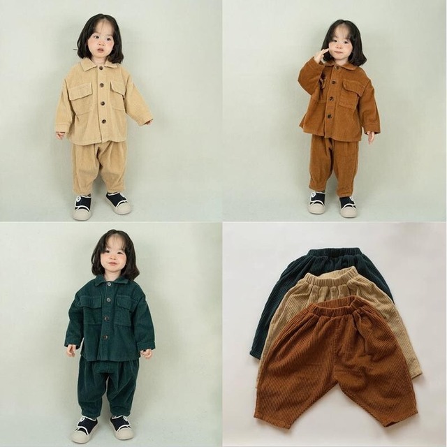 【BABY&KID】冬作温かいコーデュロイワイドパンツ