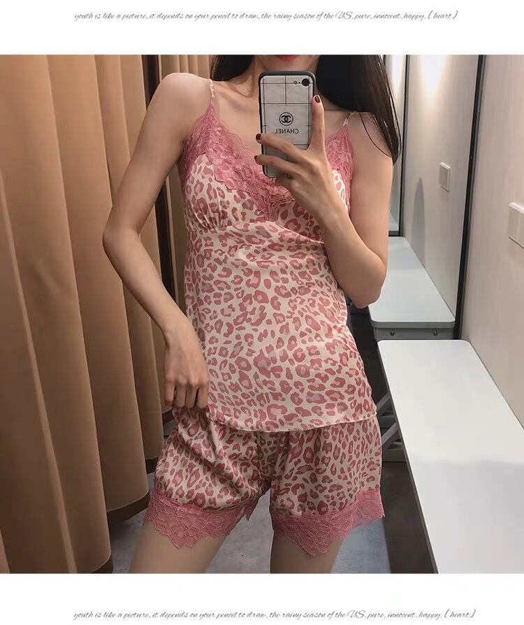 おうち可愛い】セットアップ ルームウエア XL ピンク レオパード