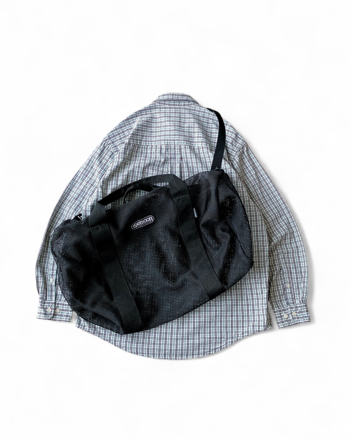 90s OUTDOOR PRODUCTS Duffle/Shoulder 2Way Mesh Bag made in USA 