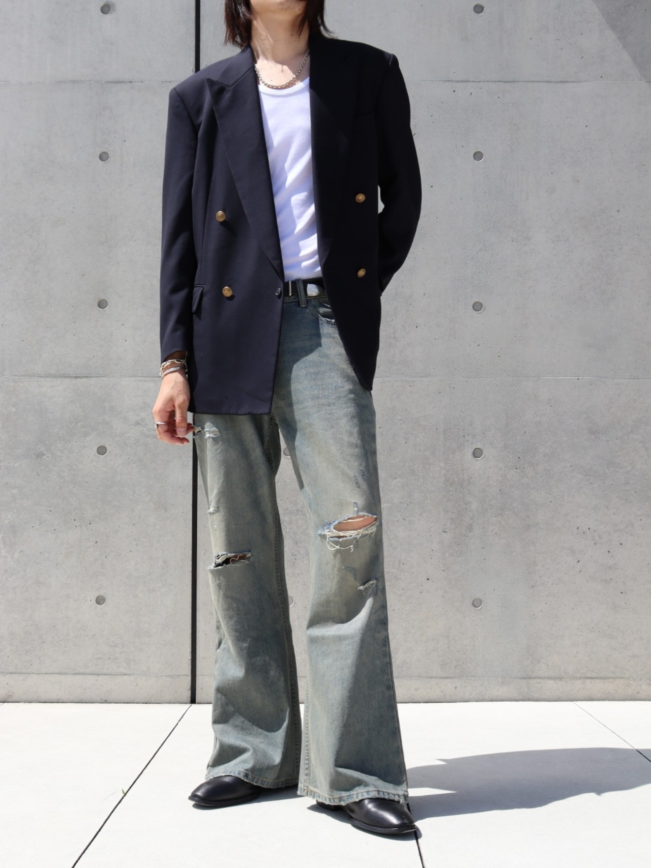 Dirty Destroyed Flare Denim