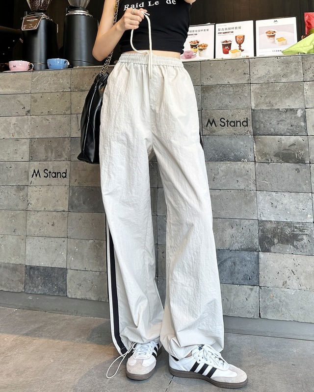 サイドラインドローストリングワイドパンツ 2color A1030