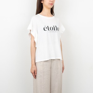 【QTUME／クチューム】綿シフォンロゴTシャツ（ブラック）