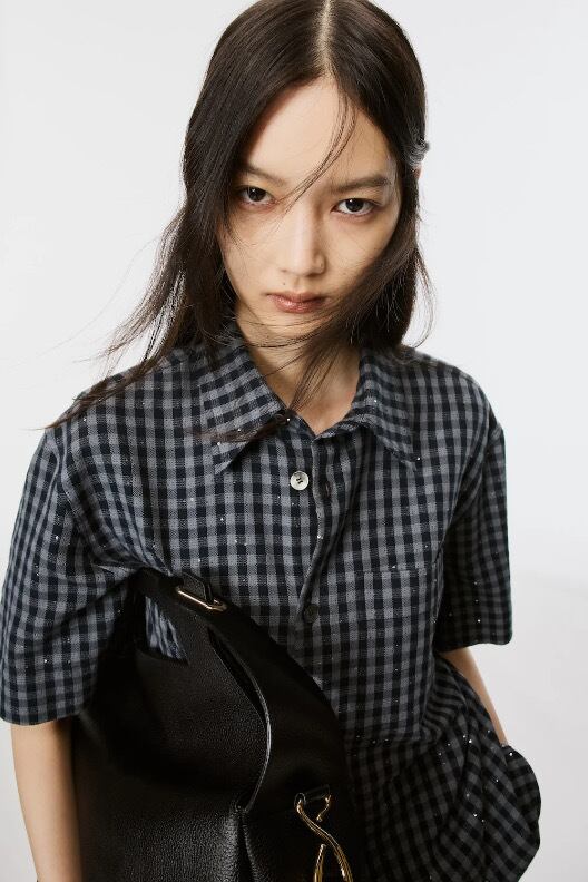 26SS】MASU SPARKLING PLAID HALF SLEEVE SHIRT (BLACK) M26U6SH003