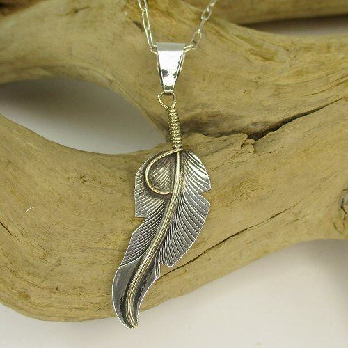 Navajo ペンダント Chris Charley シルバーフェザー ペンダント