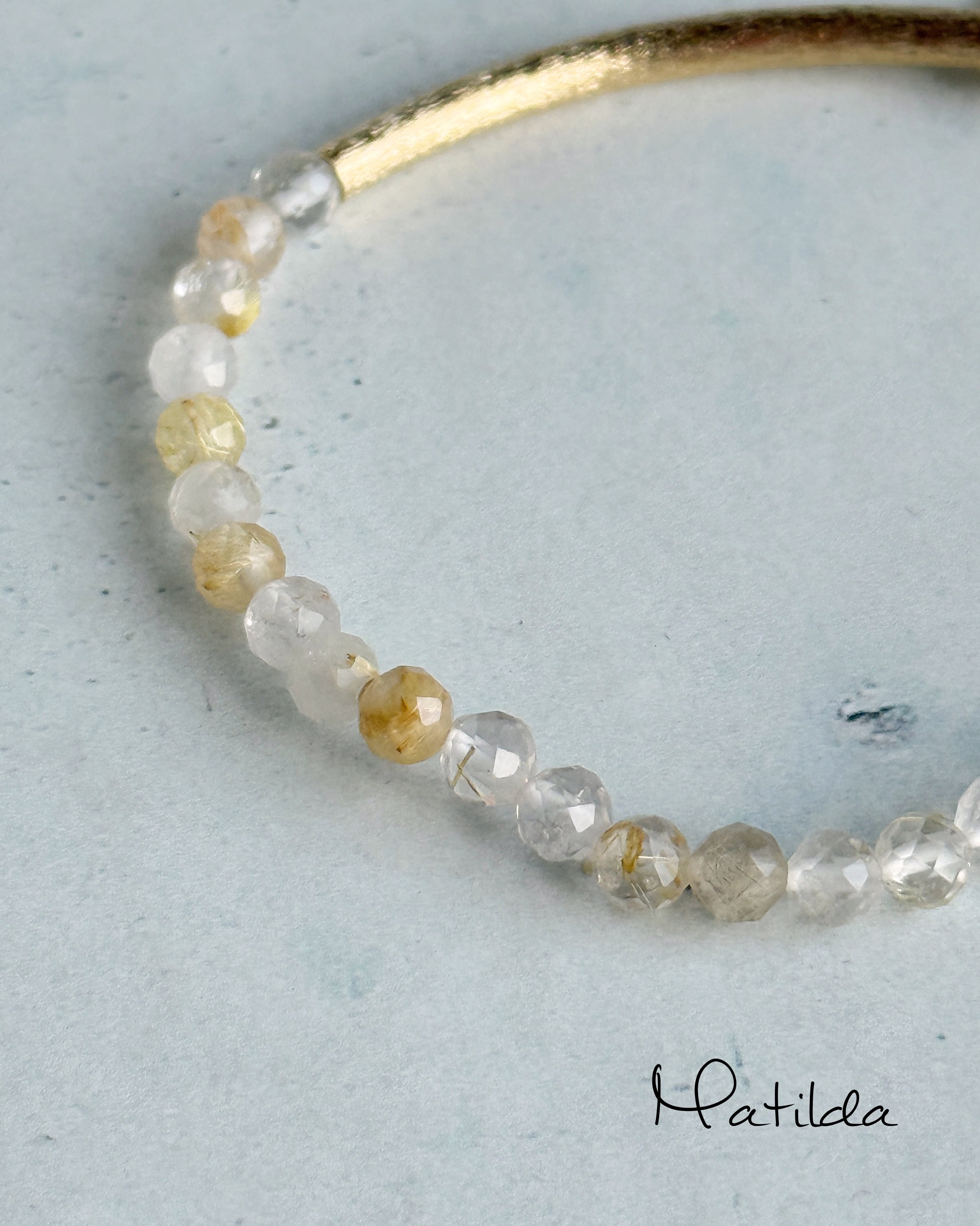 【renewal】Tube & stone bracelet(ルチルクォーツ)