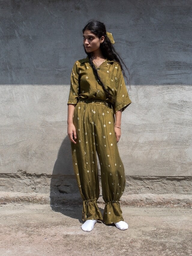 TADO  KUSHI PANTS - MOSS MARIGOLD