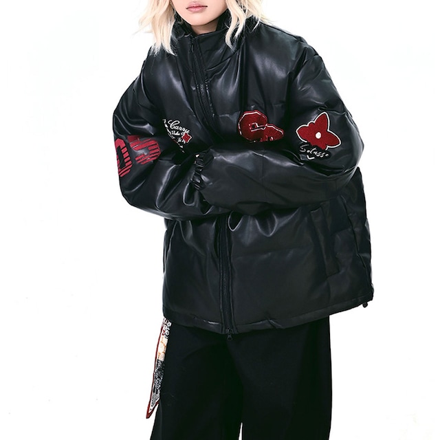 エンブレムパフスタンドネックブルゾン 2col R01311