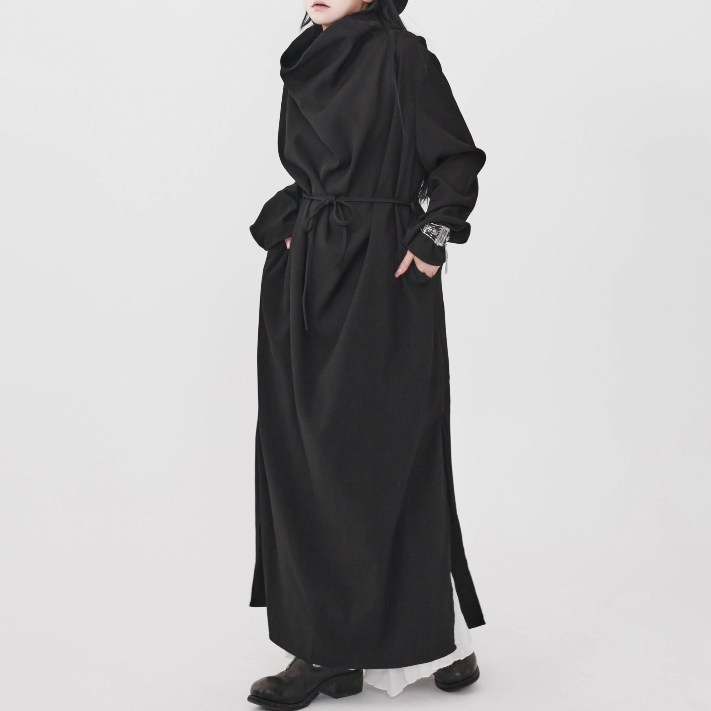 長袖 ロング丈 ウエストマーク トレンチコート 1color CO0185