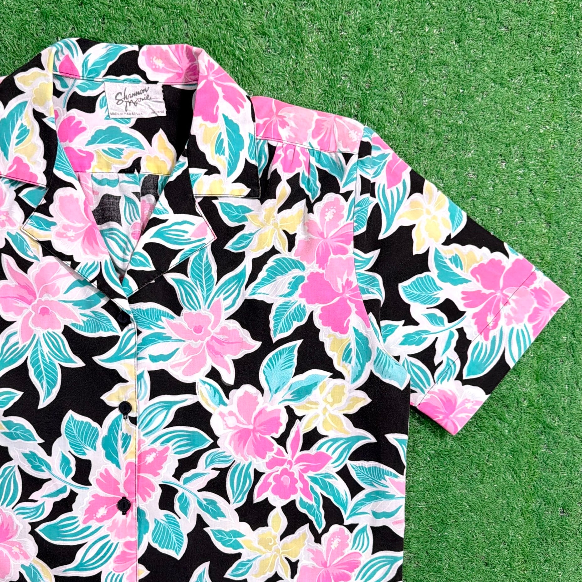 Men's】90s - ブロックパターン プルオーバー アロハシャツ / ハワイ製