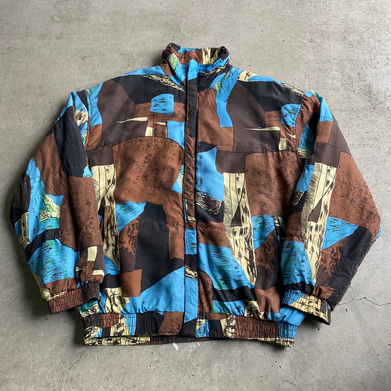 Coaco 総柄 シルクジャケット メンズxl レディース 古着 中綿 シルクブルゾン ユニセックス ブルゾン ジャケット Sa24 Cave 古着屋 公式 古着通販サイト