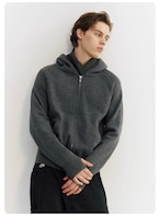 NORYBRAND Wool Hoodie Zip Sweater