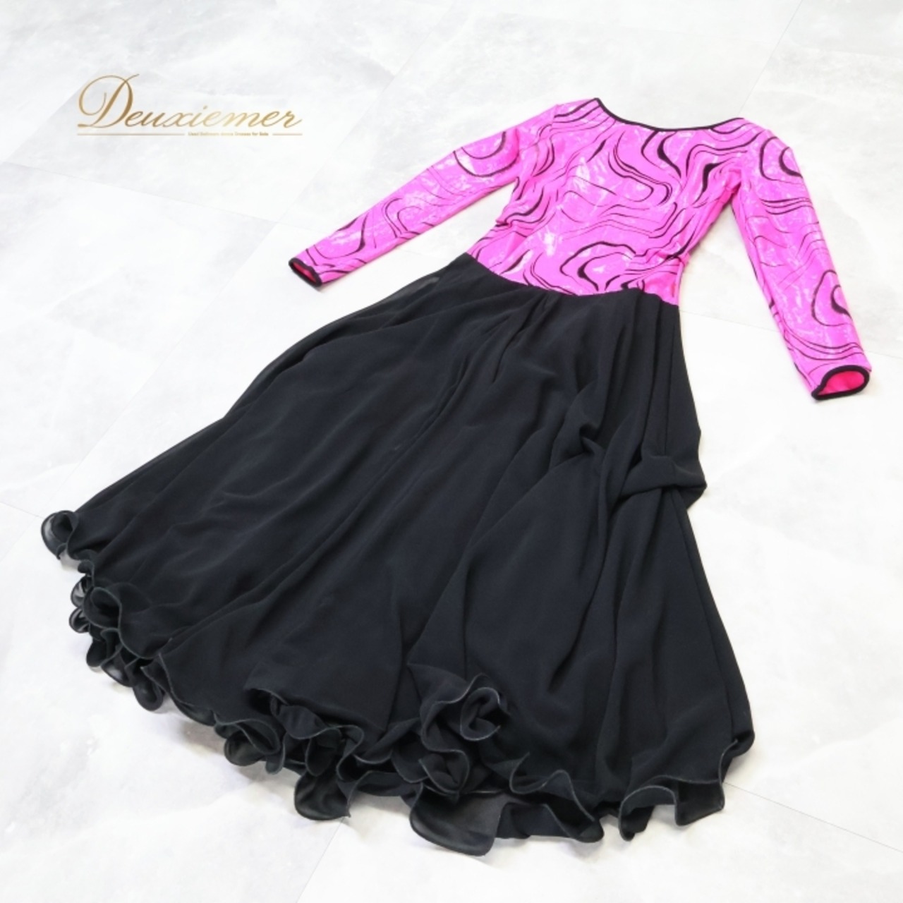 社交ダンス 衣装 スタンダードドレス ワンピース ドレス ピンク系 パープル系 ブラック系 黒 ピンク 紫 レース ダンス パーティ 発表会 光沢感 ダンスドレス 発表会ドレス パーティドレス レディース おしゃれ エレガント