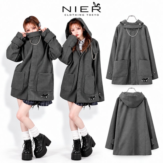 CHAIN×THROAT TAB GRAY COAT【比翼仕立て】
