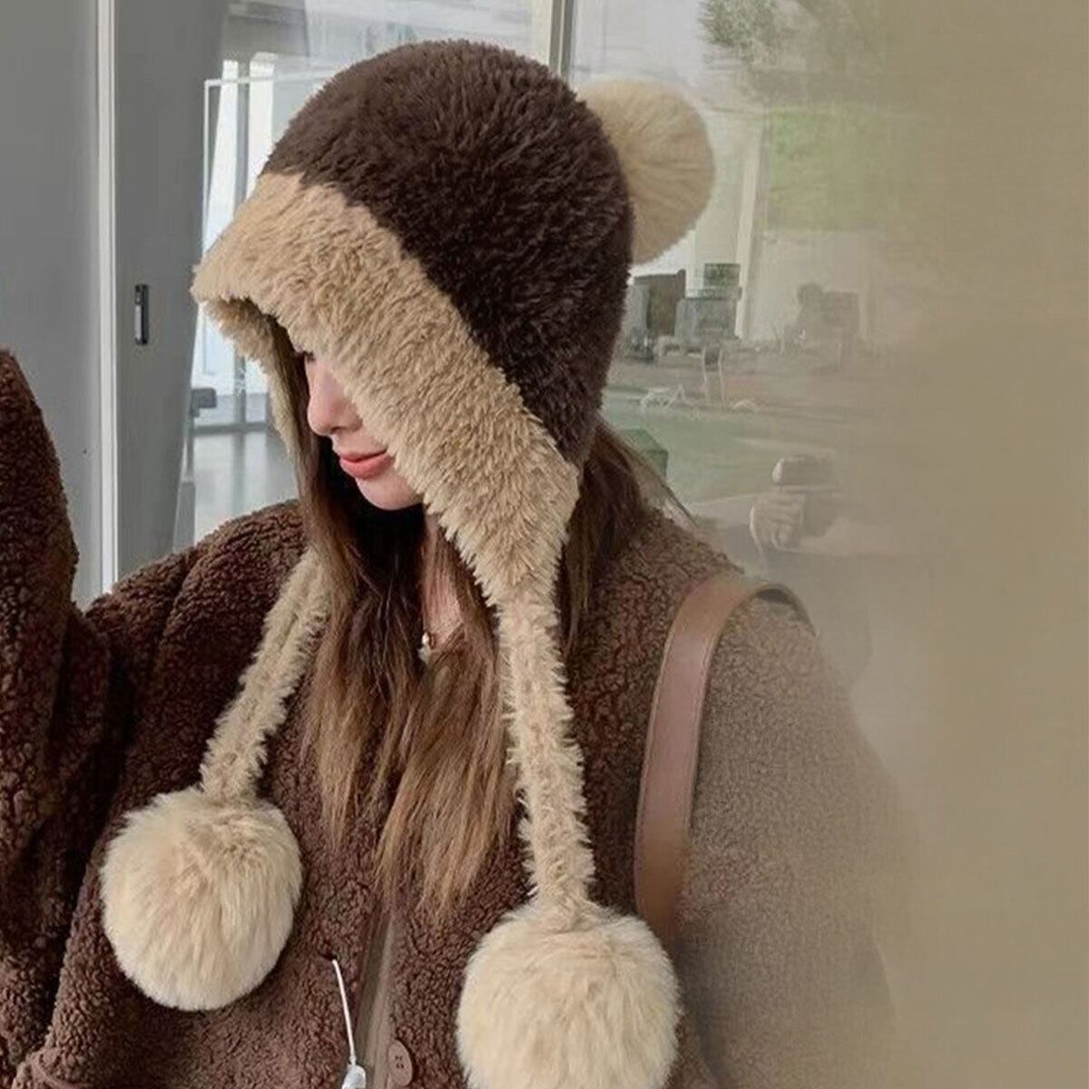 ニット帽 ボア 帽子 レディース 秋冬 韓国 防寒 保温 ふわふわ もこもこ おしゃれ 大人 かわいい ポンポン付き ニットキャップ 小顔 大人可愛い 大人女子