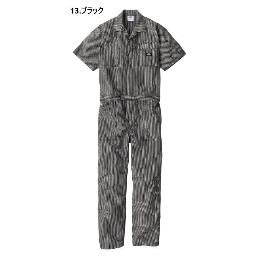 3L D-7102 ライトストレッチヒッコリー半袖ツナギ DICKIES 夏用 作業服