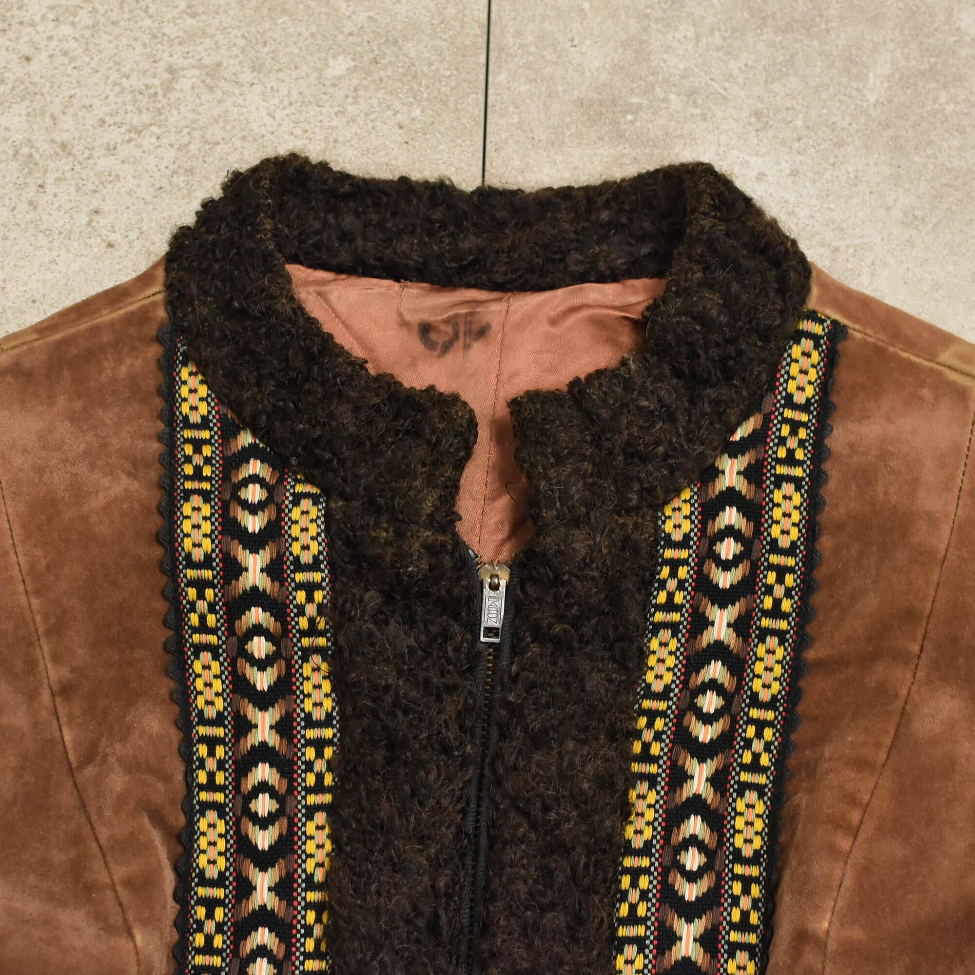 60s～ Tyrolean design velour coat | 古着屋 grin days memory 【公式