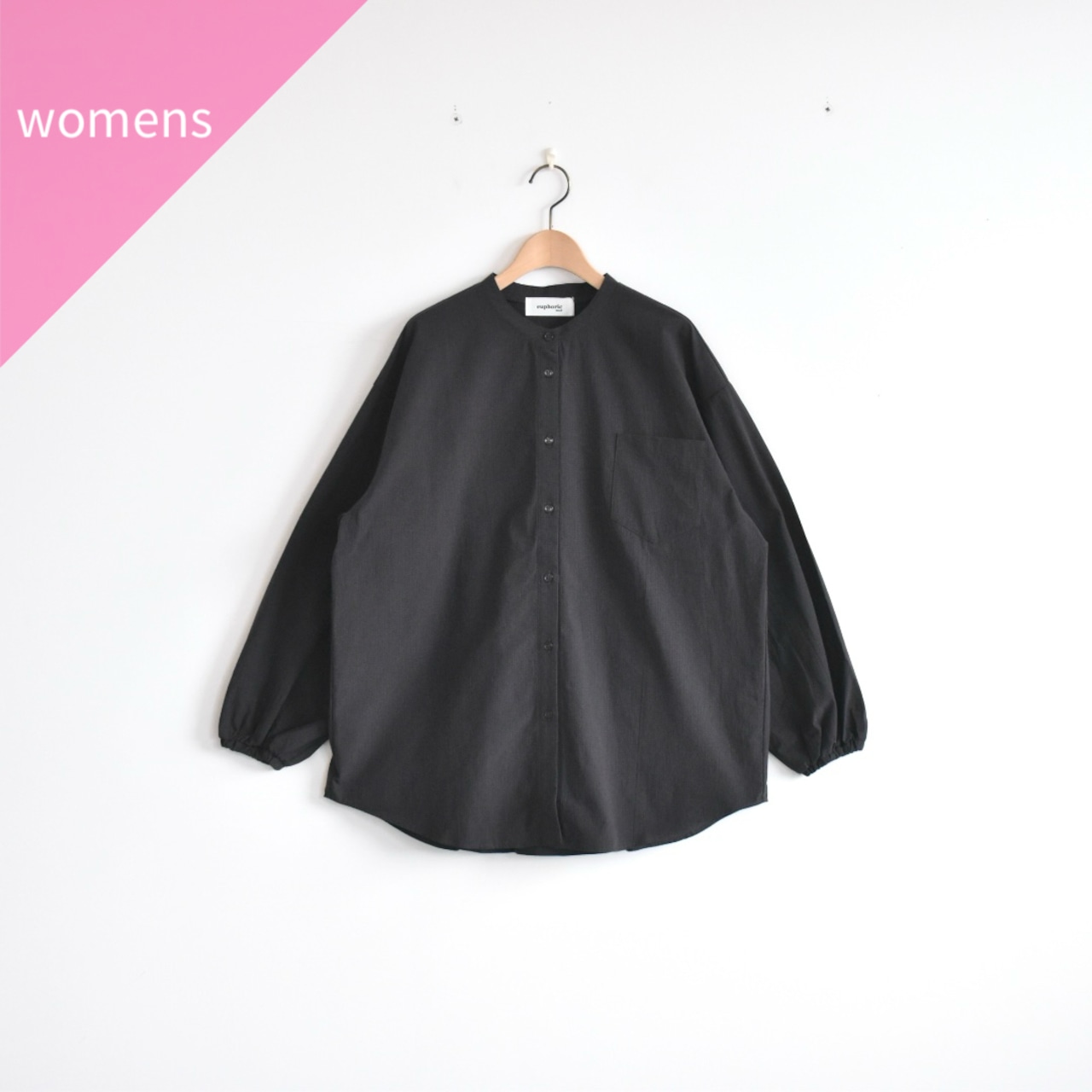 euphoric | Check Shirt チェック バンドカラーシャツ