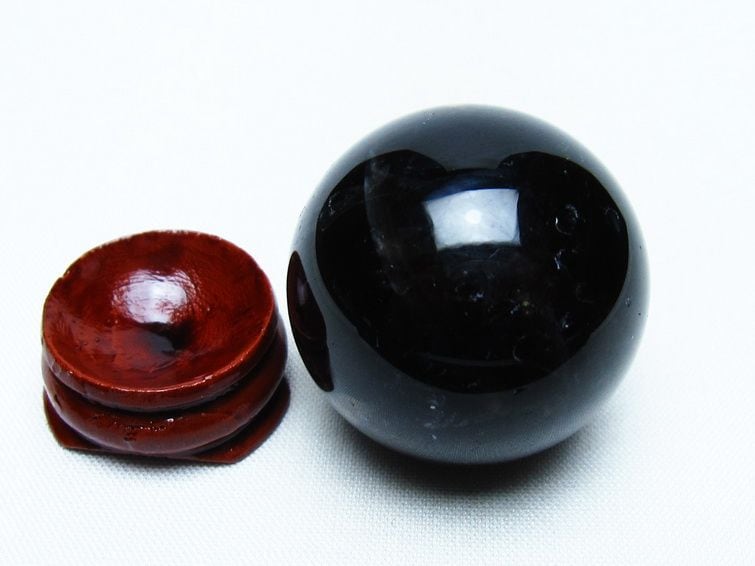 黒水晶 丸玉 34mm モリオン スフィア 置物 一点物 141-8146 | 天然石
