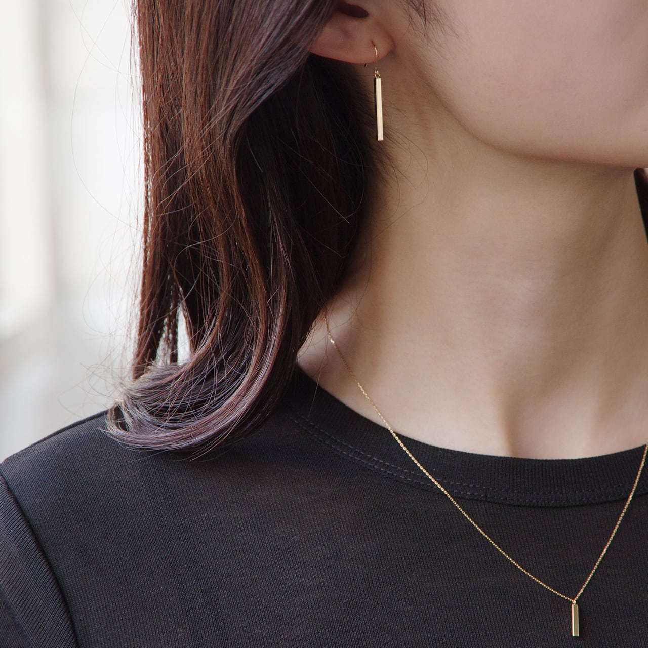 K18イエローゴールド ロングバーフックピアス 【MKY0141P1】 | MONICE