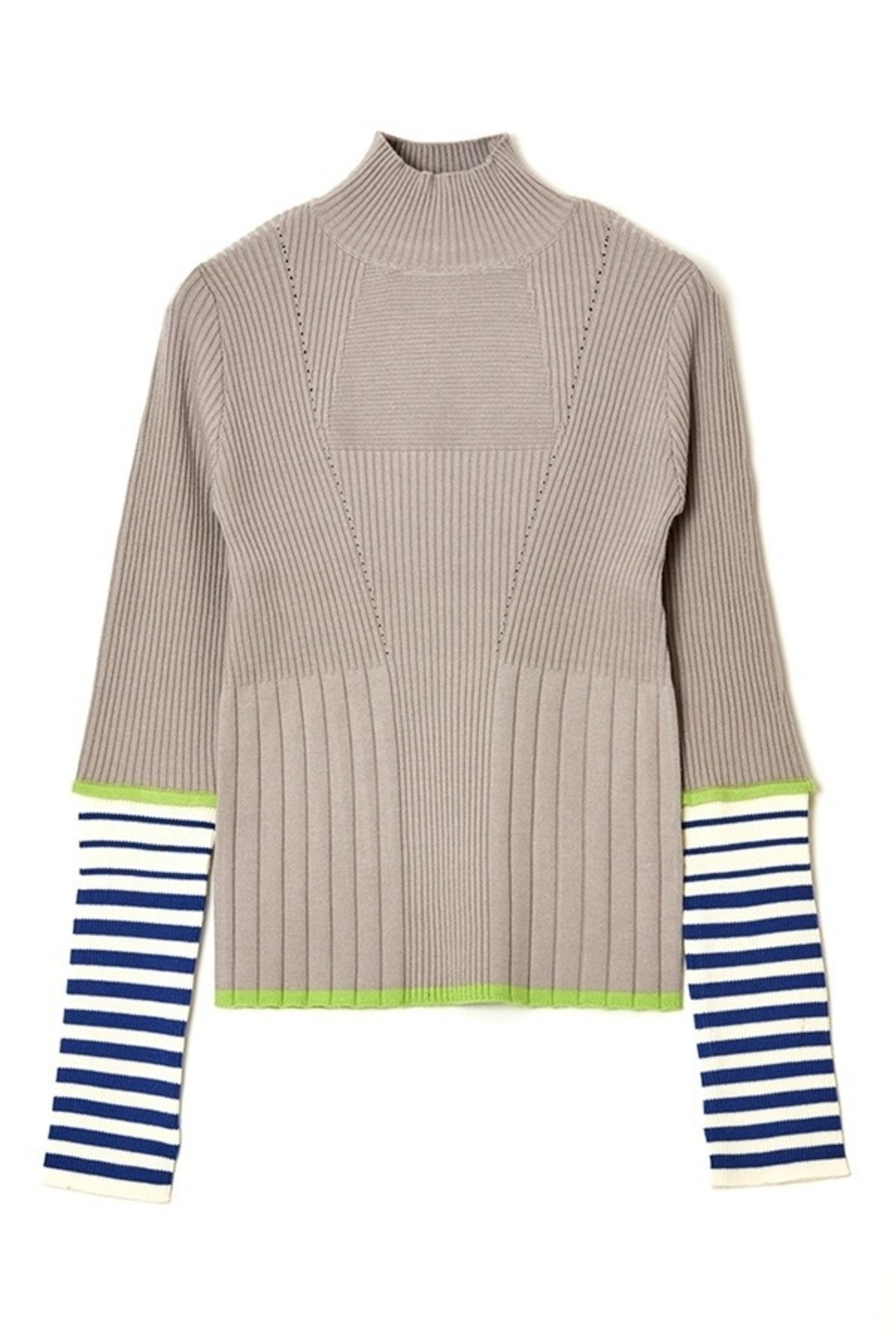 アウラアイラ AULA AILA BORDER SLEEVE RIB KNIT