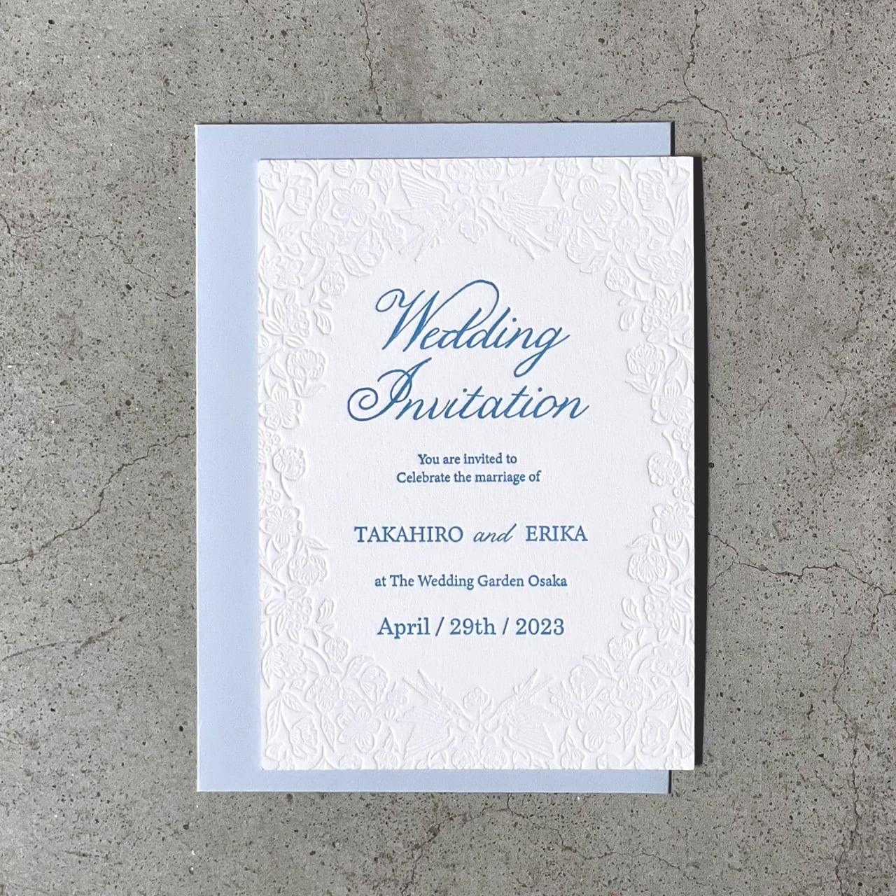 結婚式招待状 Blooming birds / クッションペーパー / 活版印刷