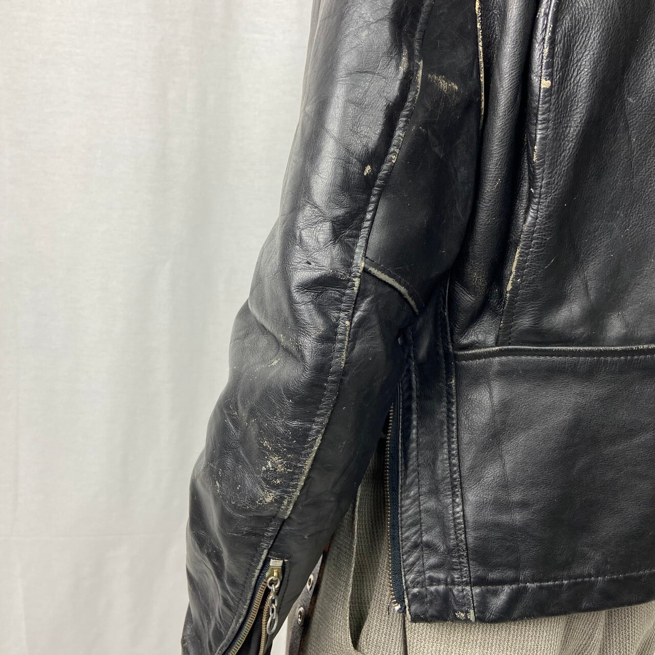 90年代 Leathercraft process サイドジップ シングルライダース 