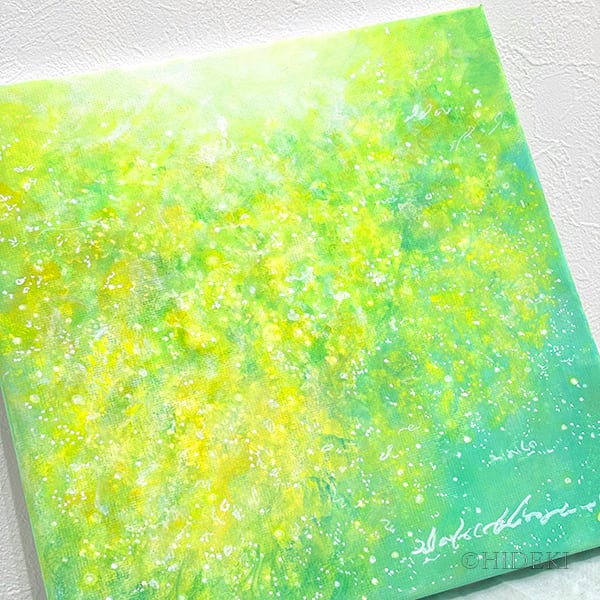 アクリル画☆ミモザ-豊かに満ちる☆ミモザの絵 | ヒーリングアート販売