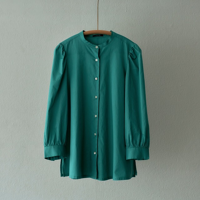 puff sleeve shirt long／cotton〈jasper green〉
