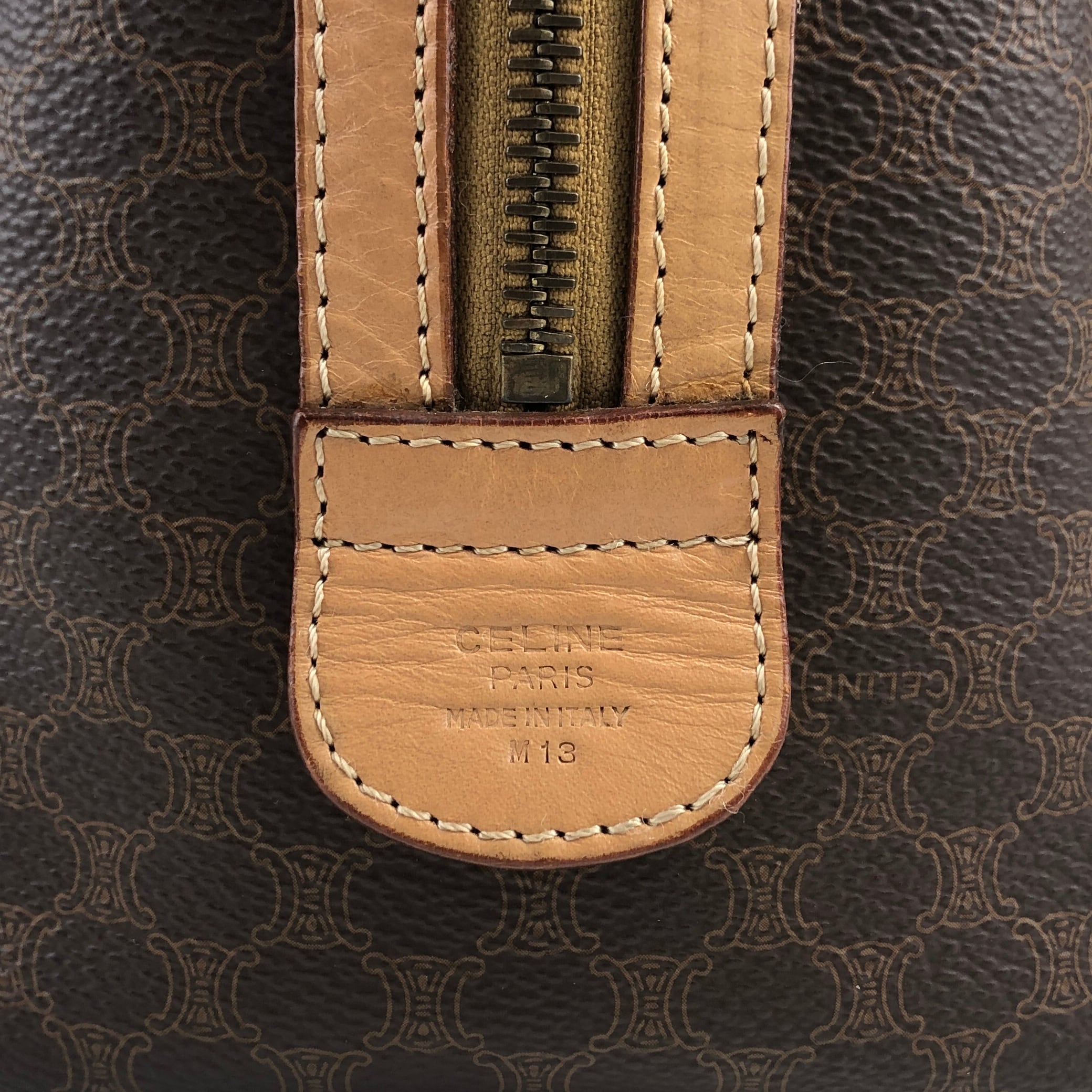 ☆希少良品☆ CELINE ボックス型 ハンドバッグ マカダム PVC M13 CELINE セリーヌ マカダム ハンドバッグ ブラウン ブラゾン型押し PVC