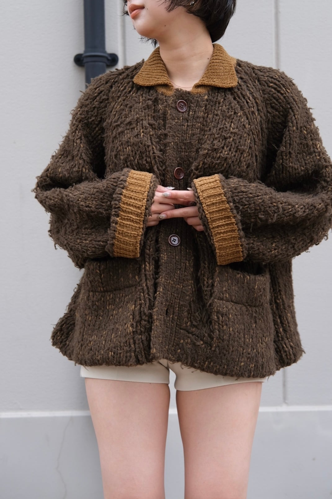 kota gushiken】Fisherman's Wool Fur Jacket -Green- | loop