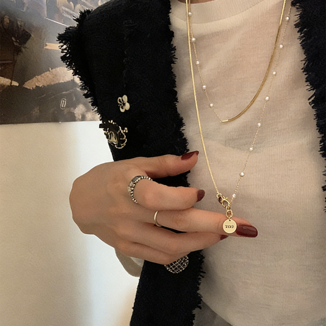 suzyaccフェイクパール 2WAY ツイストロングネックレス