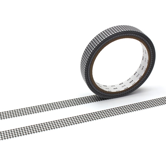 mt　large core　強粘タイプ　細かいギンガムチェック　ブラック　15mmマステ　mt51