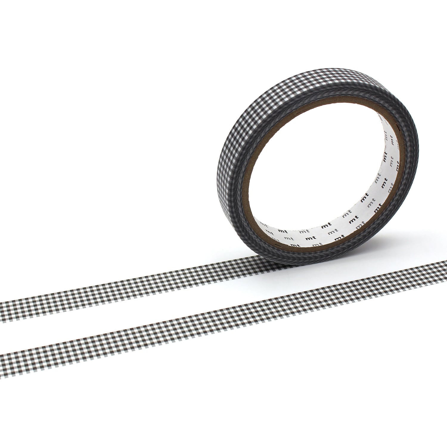 mt large core 強粘タイプ 細かいギンガムチェック ブラック 15mmマステ mt51