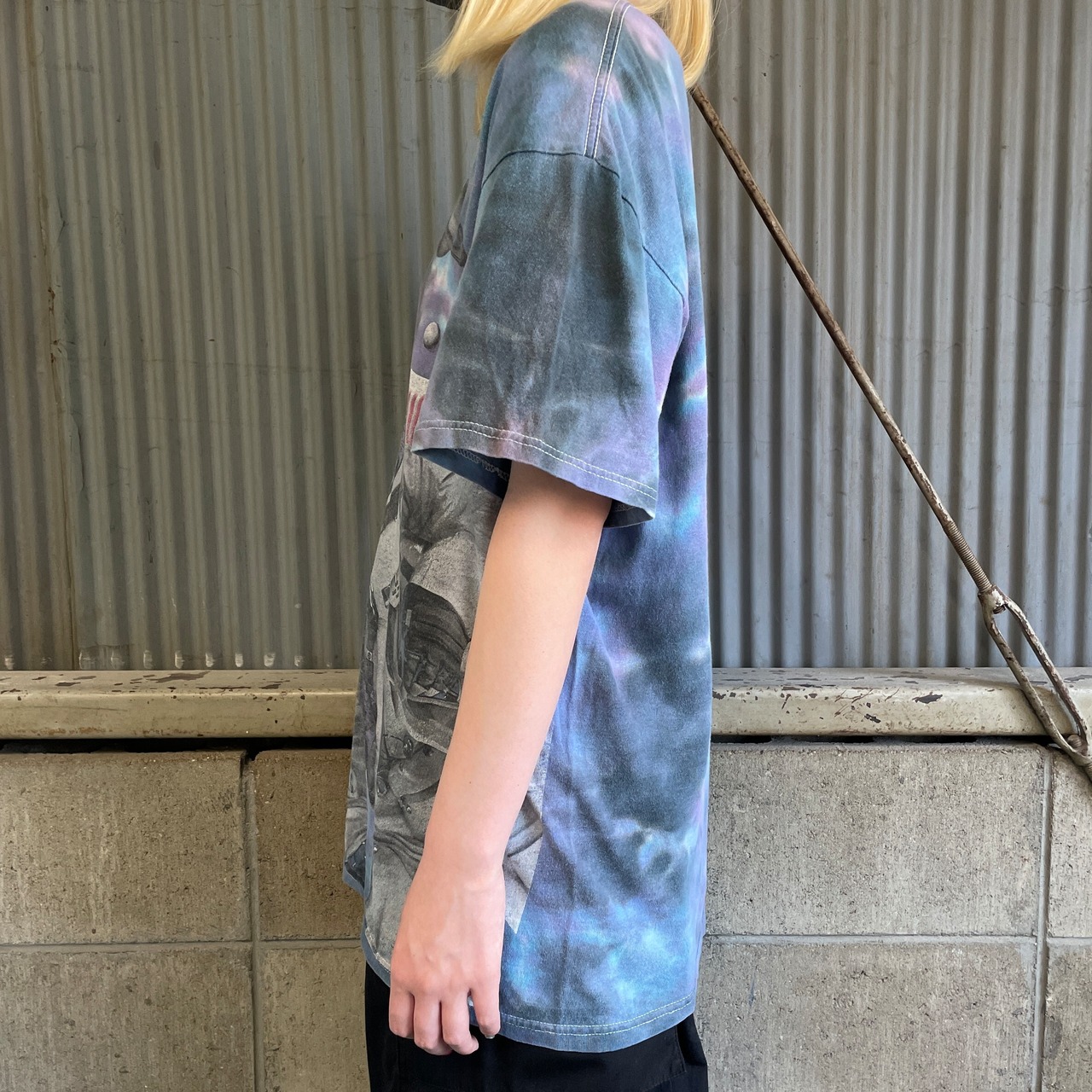 DOM 猫 宇宙 タイダイ プリントTシャツ メンズM 古着 タイダイ染め 