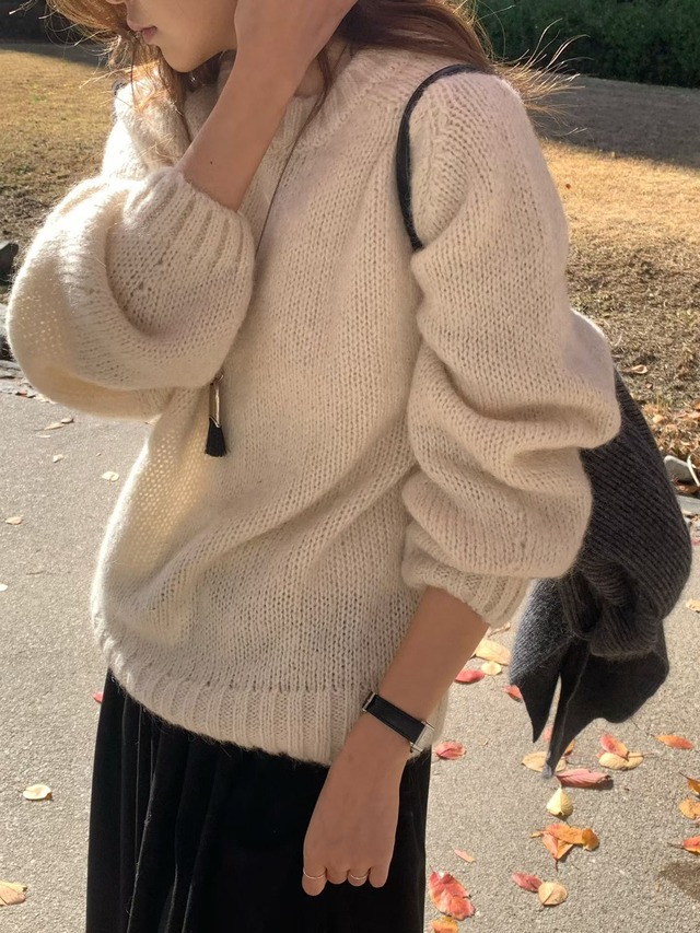 (予約) verveine / Balloon alpaca oversized pullover knit 3color