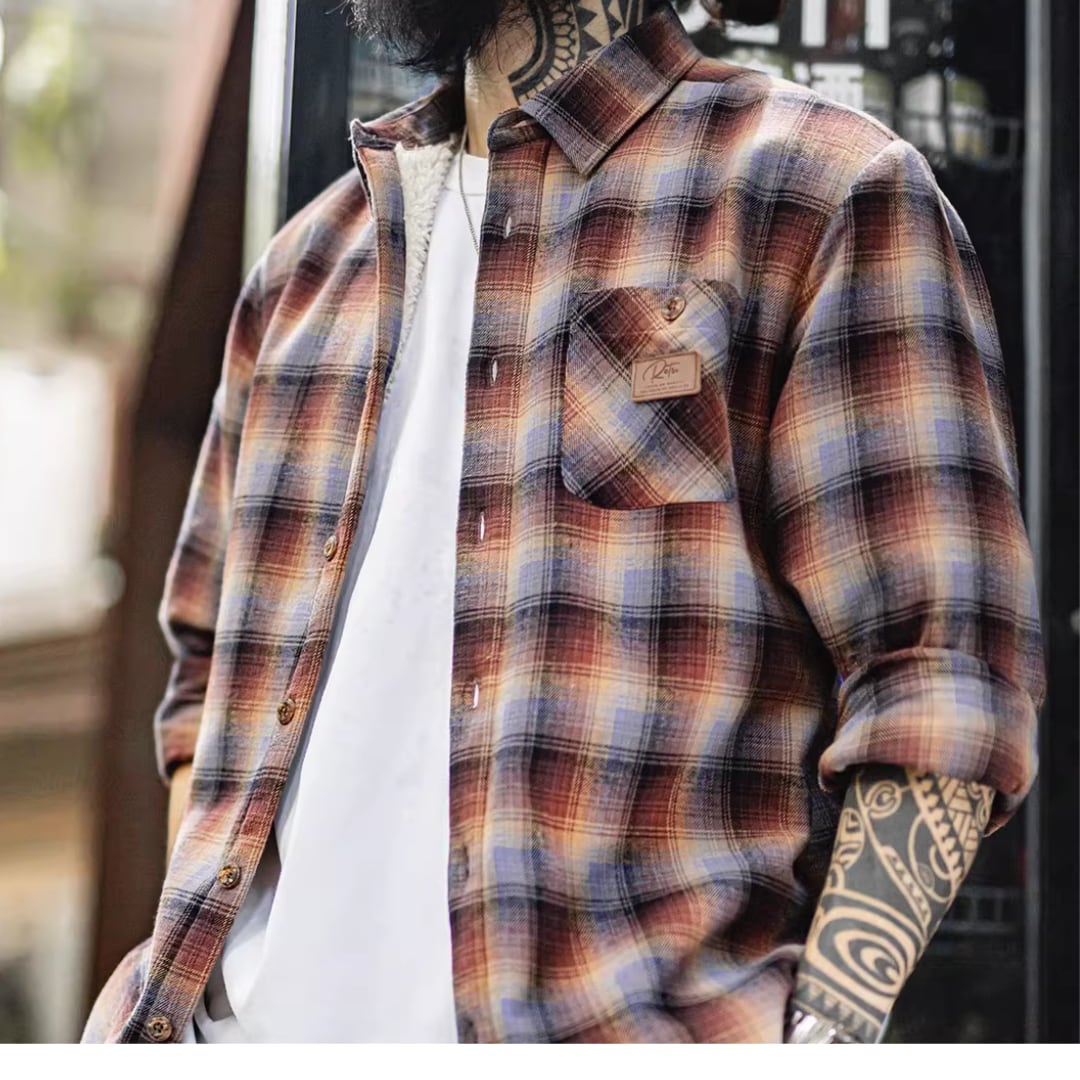 Retro Plaid Fleece-Lined Shirt, Thickened Jacket(GV002)