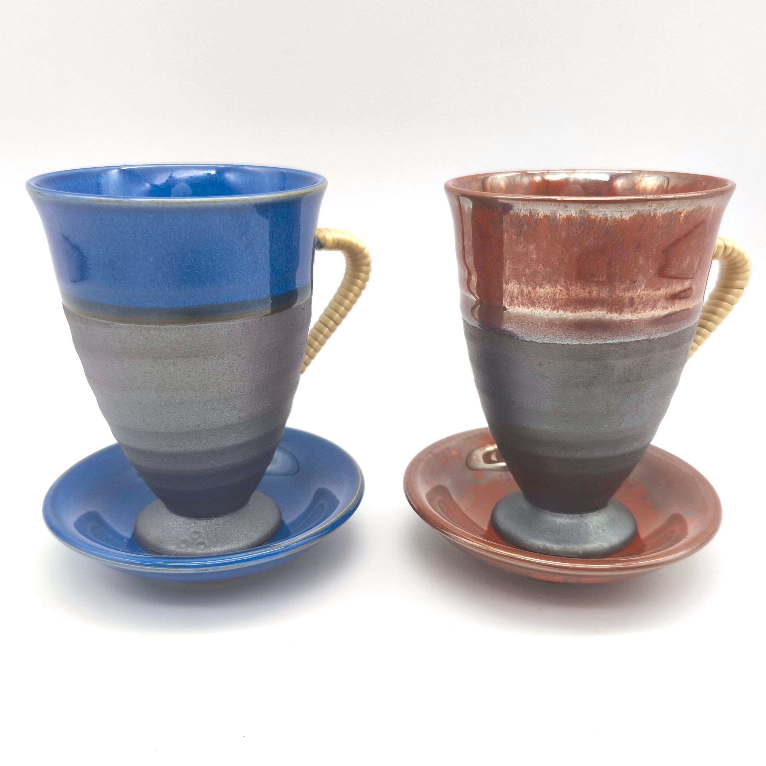 志野焼・コーヒーカップ＆ソーサー・ペアセット・No.200706-73・梱包