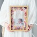 写真も飾れる＊木製ガラスフォトフレーム花畑　2001　ピンク　ドライフラワー　両親贈呈　ウェディング　子育て感謝状