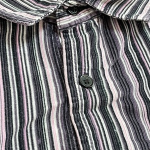 【ARMAND THIERY】ストライプシャツ 長袖シャツ スウェード調 カジュアルシャツ パープル ピンク マルチカラー XL ビッグシルエット US古着