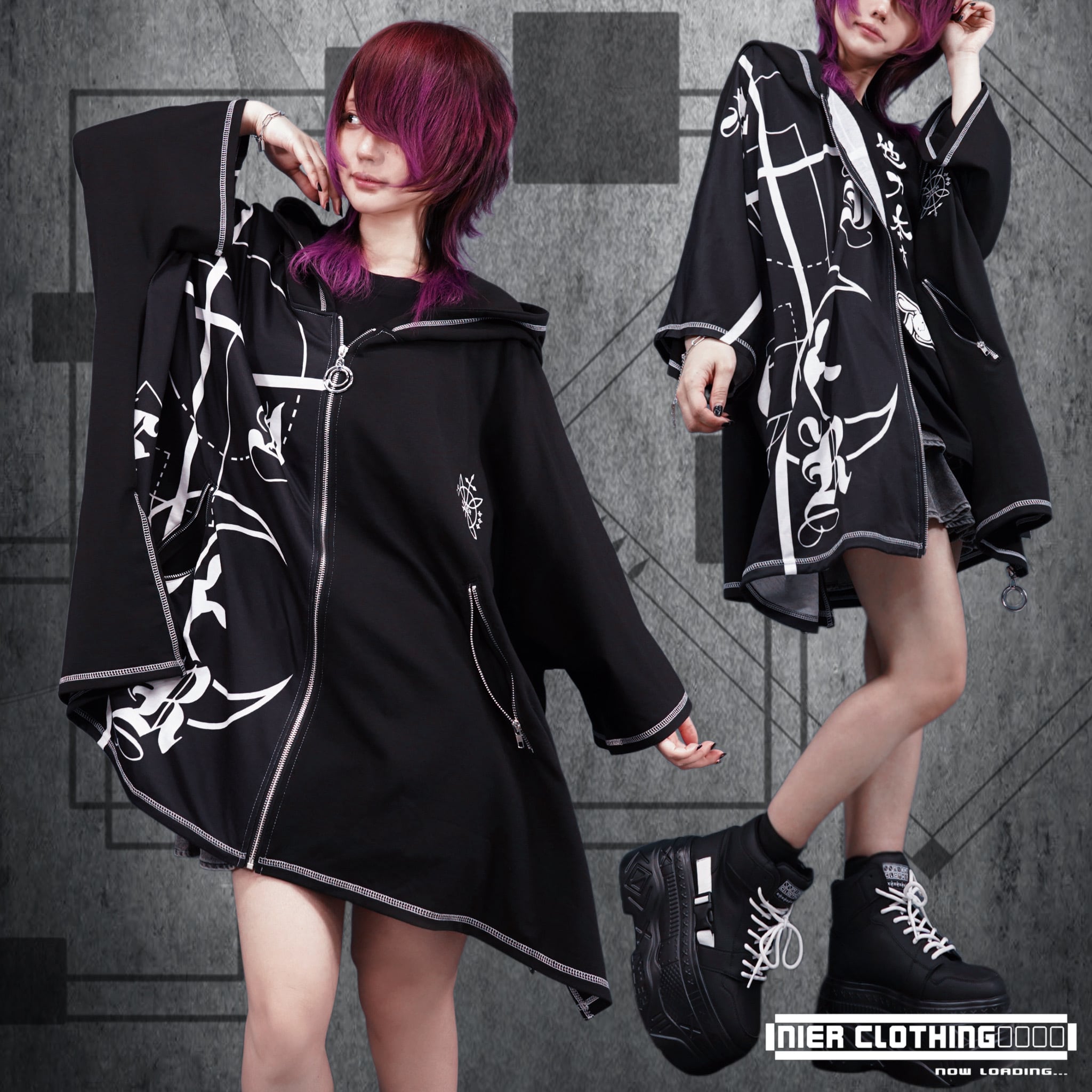 黒ひろさん専用 UNISEX HOOD PONCHO ZIP OUTER【MONO GRAPHIC】 | NIER CLOTHING