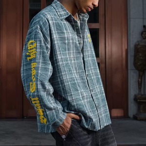 【DRIP5821】STKD Sleeve Logo Print Plaid Shirt