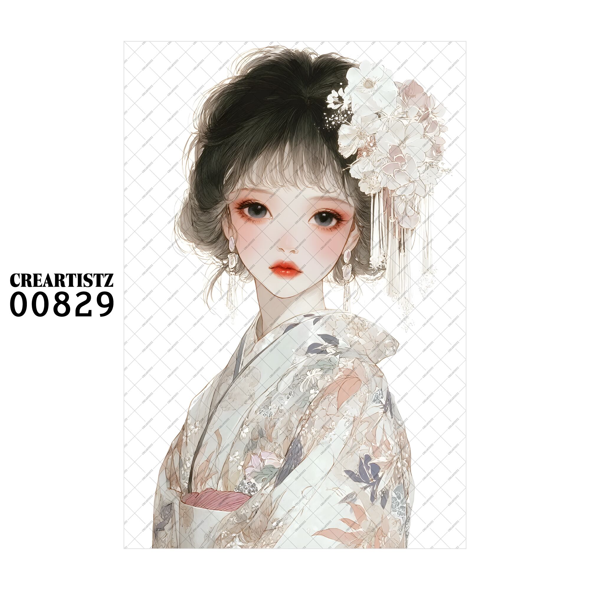 00829 ガール キュート オリジナル ペーパー/ステッカー 4枚セット CREARTISTZ